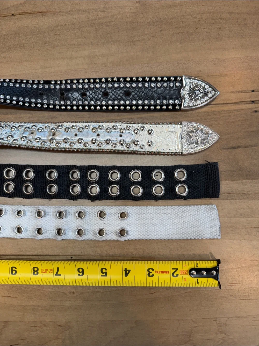 Multiples Studded Rhinestone Western-Style Belts in Black & White